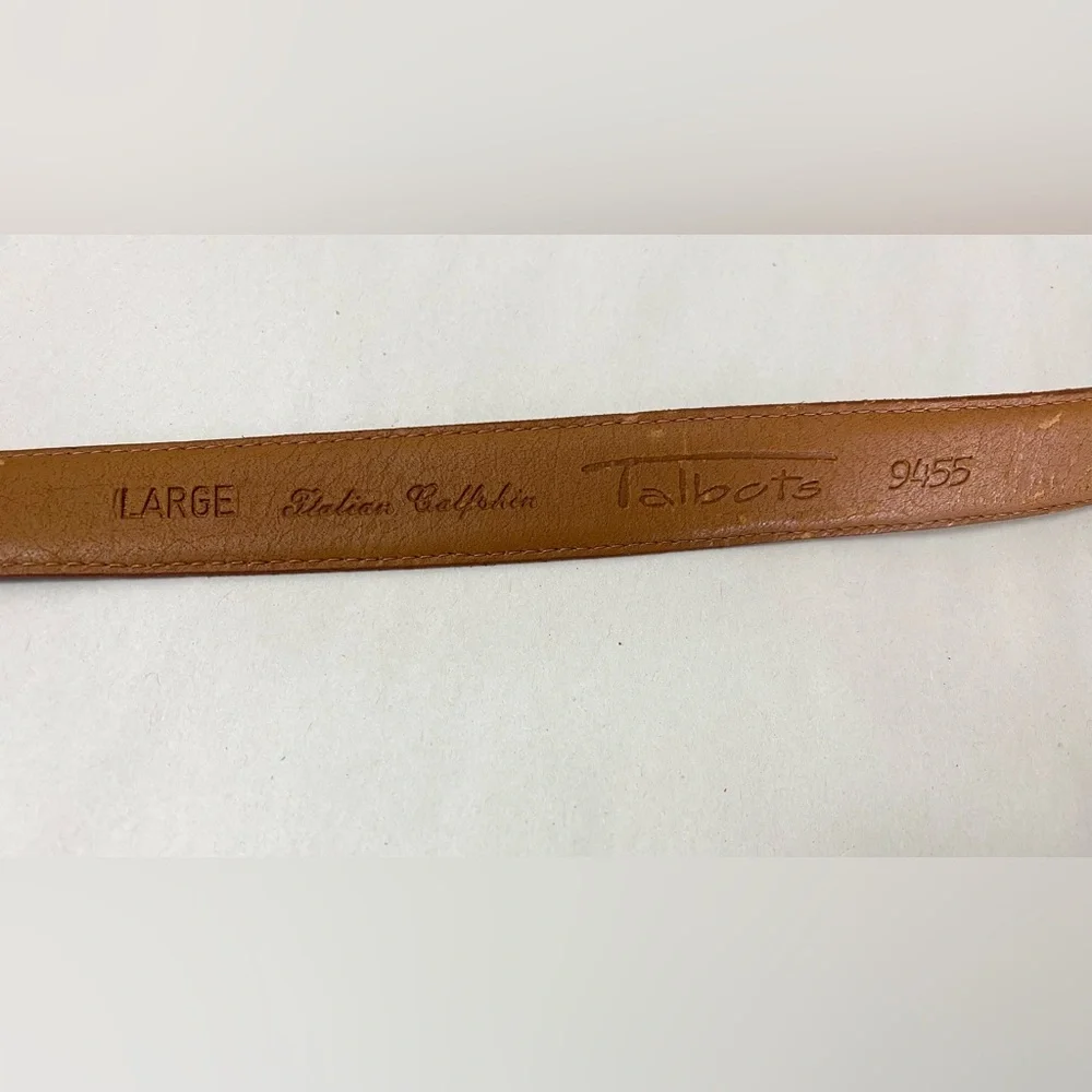 Talbots Italian Calfskin Brown Belt Gold Tone Buckle Size L NWT - Picture 3 of 7